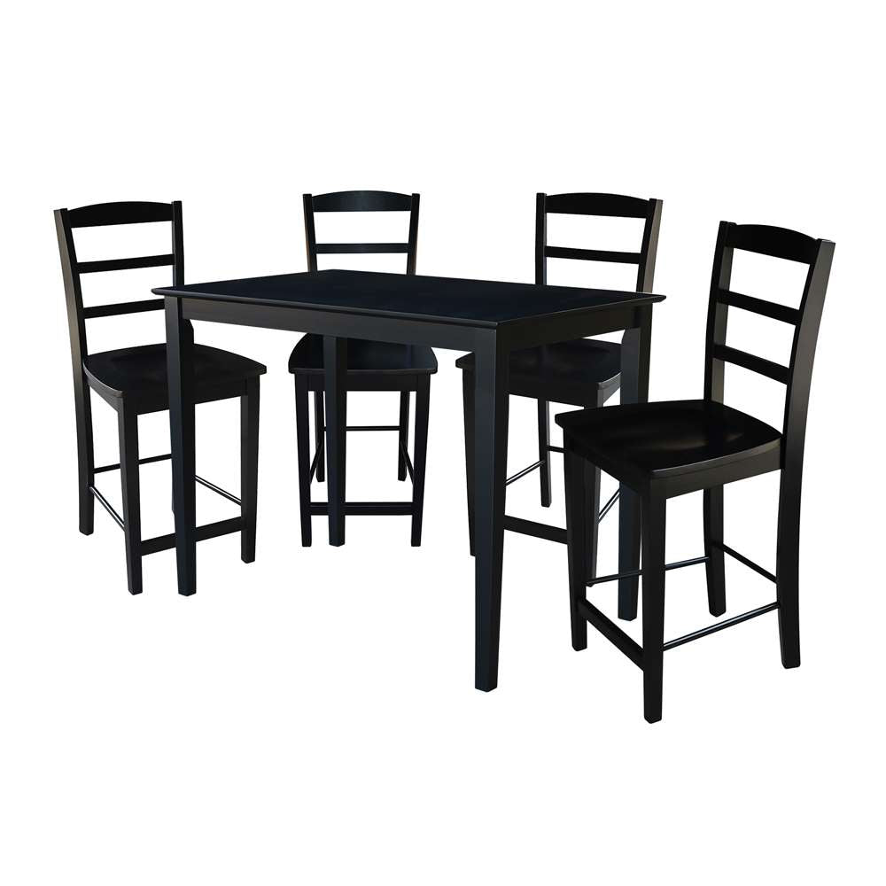 International Concepts - (Set of 5 Pcs) 30X48 Gathering Height Table with 4 Madrid Stools in Black Finish - K46-3048-S402-4 veiw 1