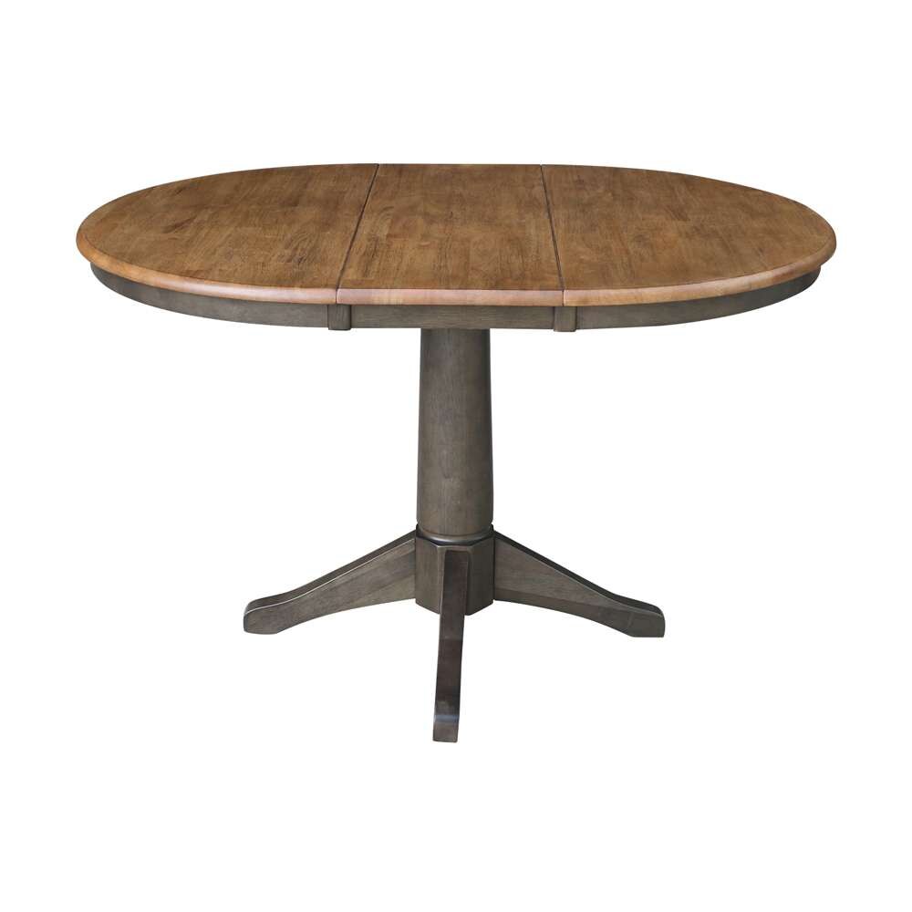 International Concepts - (Set of 5 Pcs) 36in Round Extension Dining Table with 4 RTA Chairs in Hickory/Washed Coal Finish - K45-36RXT-27B-C10-4 veiw 4