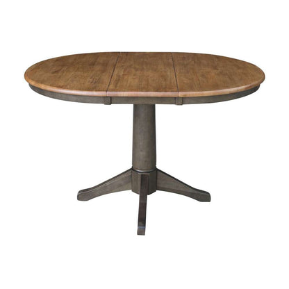 International Concepts - (Set of 5 Pcs) 36in Round Extension Dining Table with 4 RTA Chairs in Hickory/Washed Coal Finish - K45-36RXT-27B-C10-4 veiw 4