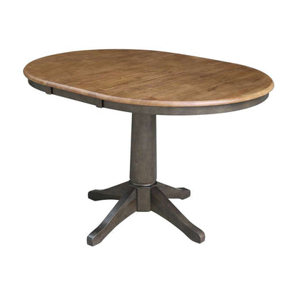 International Concepts - (Set of 5 Pcs) 36in Round Extension Dining Table with 4 RTA Chairs in Hickory/Washed Coal Finish - K45-36RXT-27B-C2-4 veiw 4