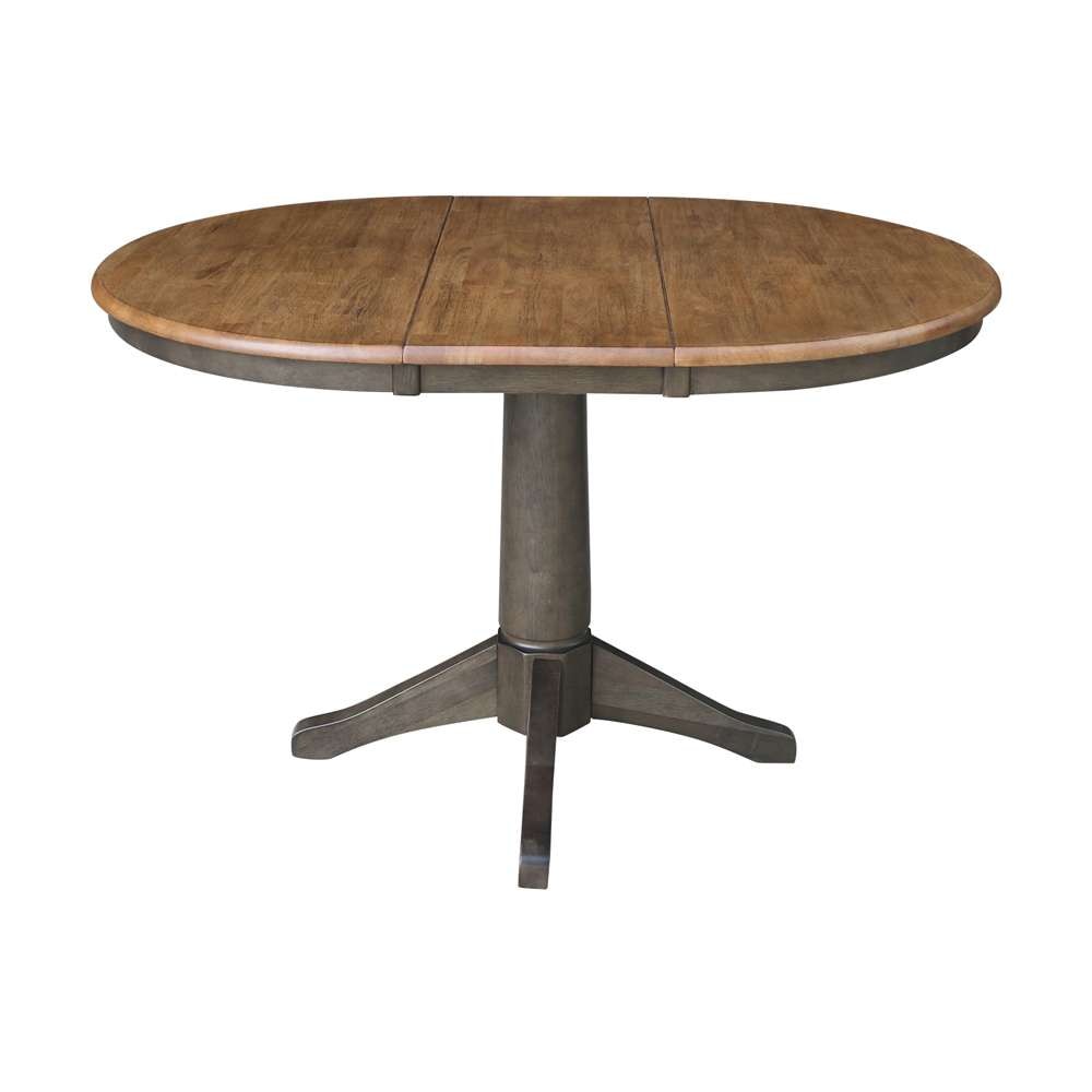 International Concepts - (Set of 5 Pcs) 36in Round Extension Dining Table with 4 RTA Chairs in Hickory/Washed Coal Finish - K45-36RXT-27B-C613-4 veiw 4