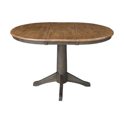 International Concepts - (Set of 5 Pcs) 36in Round Extension Dining Table with 4 RTA Chairs in Hickory/Washed Coal Finish - K45-36RXT-27B-C613-4 veiw 4