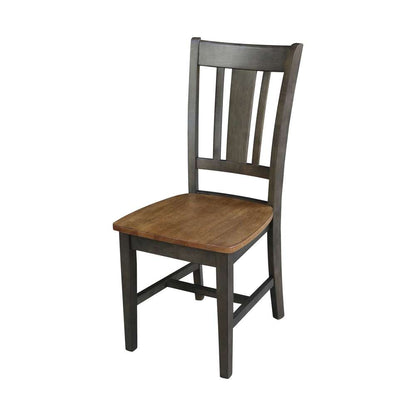 International Concepts - (Set of 5 Pcs) 36in Round Extension Dining Table with 4 RTA Chairs in Hickory/Washed Coal Finish - K45-36RXT-C10-4 veiw 2