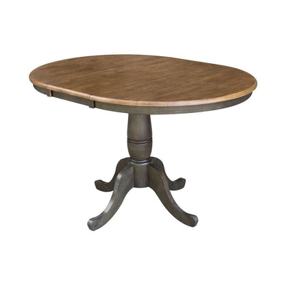 International Concepts - (Set of 5 Pcs) 36in Round Extension Dining Table with 4 RTA Chairs in Hickory/Washed Coal Finish - K45-36RXT-C2-4 veiw 4