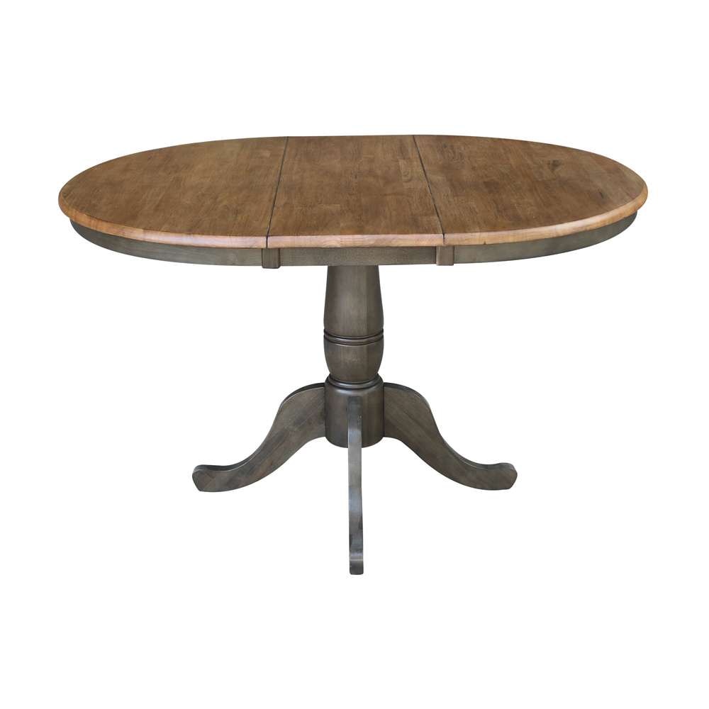 International Concepts - (Set of 5 Pcs) 36in Round Extension Dining Table with 4 RTA Chairs in Hickory/Washed Coal Finish - K45-36RXT-C617-4 veiw 4
