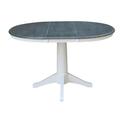 International Concepts - (Set of 5 Pcs) 36in Round Extension Dining Table with 4 RTA Chairs in White/Heather Gray Finish - K05-36RXT-27B-C2-4 veiw 4