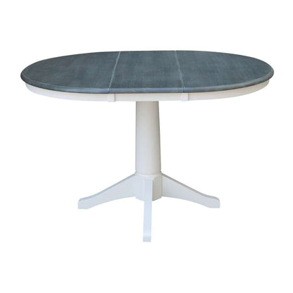 International Concepts - (Set of 5 Pcs) 36in Round Extension Dining Table with 4 RTA Chairs in White/Heather Gray Finish - K05-36RXT-27B-C613-4 veiw 4