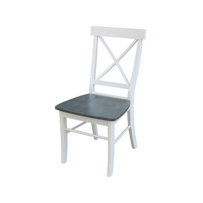 International Concepts - (Set of 5 Pcs) 36in Round Extension Dining Table with 4 RTA Chairs in White/Heather Gray Finish - K05-36RXT-C613-4 veiw 2