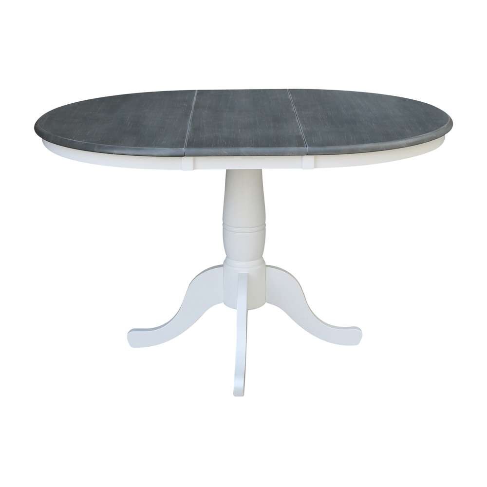 International Concepts - (Set of 5 Pcs) 36in Round Extension Dining Table with 4 RTA Chairs in White/Heather Gray Finish - K05-36RXT-C613-4 veiw 4