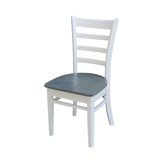 International Concepts - (Set of 5 Pcs) 36in Round Extension Dining Table with 4 RTA Chairs in White/Heather Gray Finish - K05-36RXT-C617-4 veiw 2