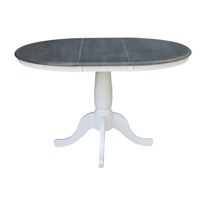 International Concepts - (Set of 5 Pcs) 36in Round Extension Dining Table with 4 RTA Chairs in White/Heather Gray Finish - K05-36RXT-C617-4 veiw 4