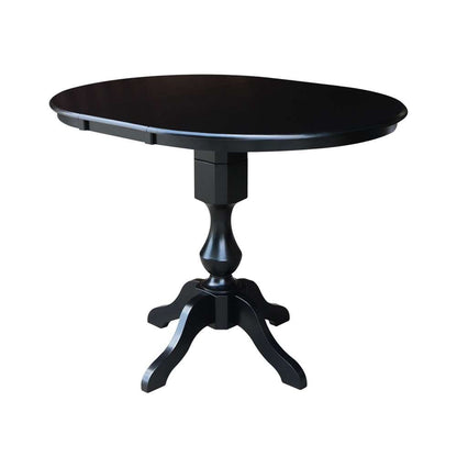 International Concepts - (Set of 5 Pcs) 36in Round Extension Dining Table with 4 Counter Height Stools in Black Finish - K46-36RXT-11-S6172-4 veiw 4