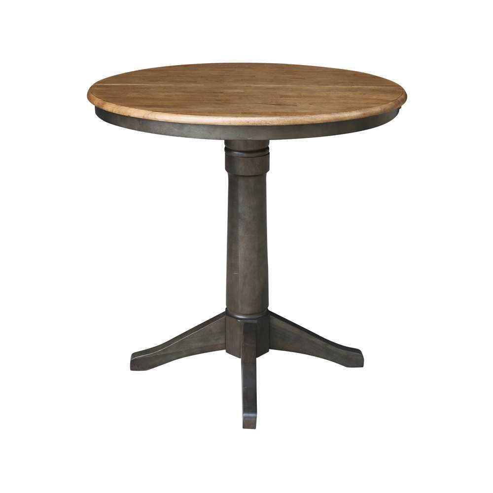 International Concepts - (Set of 5 Pcs) 36in Round Extension Dining Table with 4 X-Back Counter Height Stools in Hickory/Washed Coal Finish - K45-36RXT-27-S6132-4 veiw 4