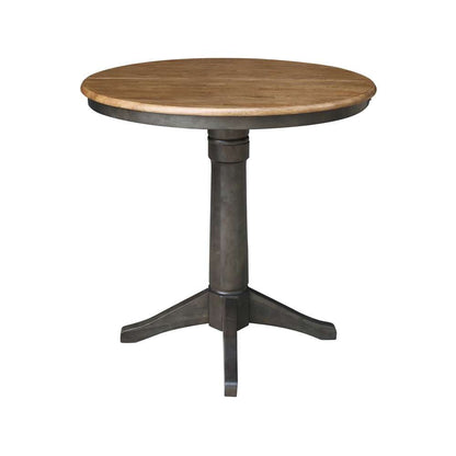 International Concepts - (Set of 5 Pcs) 36in Round Extension Dining Table with 4 X-Back Counter Height Stools in Hickory/Washed Coal Finish - K45-36RXT-27-S6132-4 veiw 4