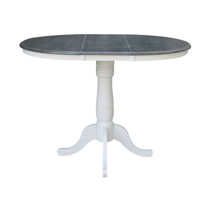 International Concepts - (Set of 5 Pcs) 36in Round Extension Dining Table with 4 San Remo Counter Height Stools in White/Heather Gray Finish - K05-36RXT-6B-S102-4 veiw 4