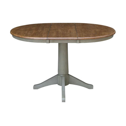 International Concepts - (Set of 5 Pcs) 36in Round Extension Dining Table with 4 RTA Chairs in Hickory/Stone Finish - K41-36RXT-27B-C2-4 veiw 4