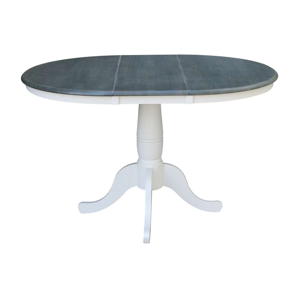 International Concepts - (Set of 5 Pcs) 36in Round Extension Dining Table with 4 RTA Chairs in White/Heather Gray Finish - K05-36RXT-C2-4 veiw 4