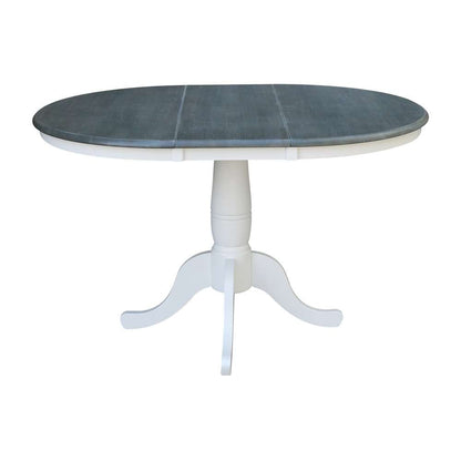 International Concepts - (Set of 5 Pcs) 36in Round Extension Dining Table with 4 RTA Chairs in White/Heather Gray Finish - K05-36RXT-C2-4 veiw 4