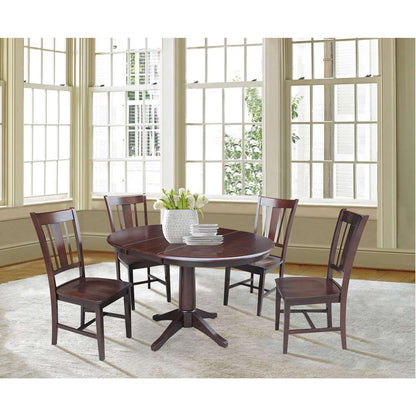 International Concepts - (Set of 5 Pcs) 36in Round Extension Dining Table with 2 San Remo Chairs in Rich Mocha Finish - K15-36RXT-27B-C10-4 veiw 3