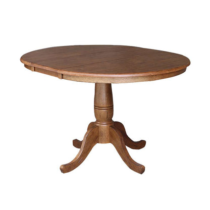 International Concepts - (Set of 5 Pcs) 36in Round Extension Dining Table with 4 RTA Chairs in Distressed Oak Finish - K42-36RXT-C2-4 veiw 4