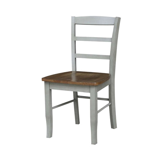 International Concepts - (Set of 5 Pcs) 36in Round Extension Dining Table with 4 RTA Chairs in Hickory/Stone Finish - K41-36RXT-C2-4 veiw 2