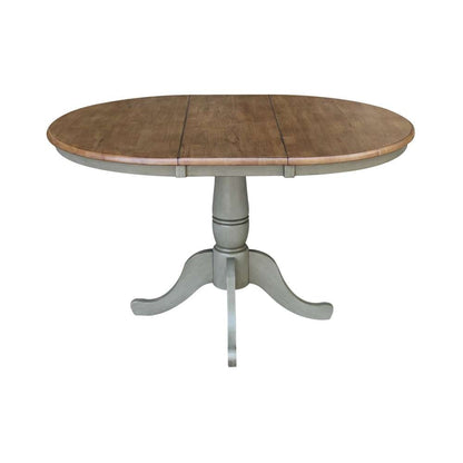 International Concepts - (Set of 5 Pcs) 36in Round Extension Dining Table with 4 RTA Chairs in Hickory/Stone Finish - K41-36RXT-C2-4 veiw 4