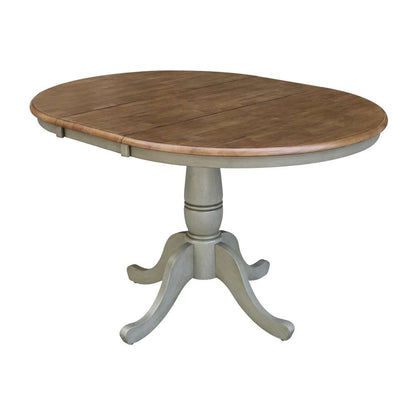 International Concepts - (Set of 5 Pcs) 36in Round Extension Dining Table with 4 RTA Chairs in Hickory/Stone Finish - K41-36RXT-C613-4 veiw 4