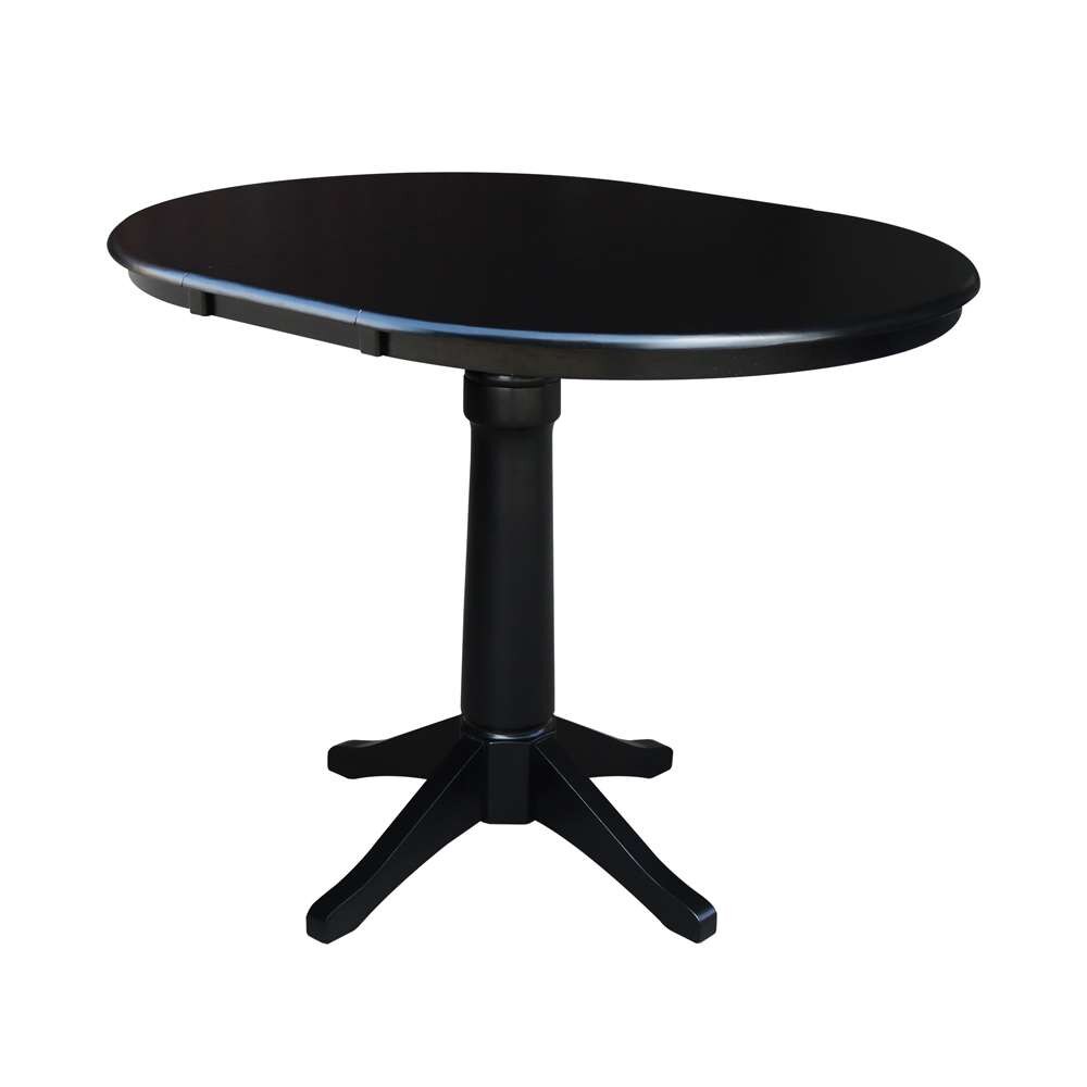 International Concepts - (Set of 5 Pcs) 36in Round Extension Dining Table with 4 Counter Height Stools in Black Finish - K46-36RXT-27-S6172-4 veiw 4