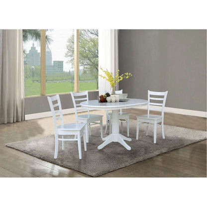 International Concepts - (Set of 5 Pcs) 36in Round Extension Dining Table with 4 Emily Chairs in White Finish - K08-36RXT-27B-C617-4 veiw 3