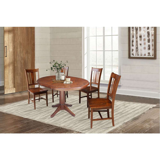 International Concepts - (Set of 5 Pcs) 36in Round Extension Dining Table with 4 RTA Chairs in Espresso Finish - K581-36RXT-27B-C10-4 veiw 2