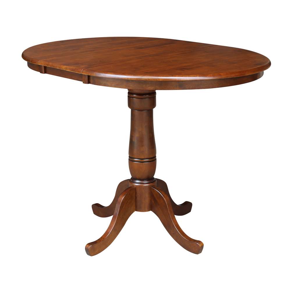 International Concepts - (Set of 5 Pcs) 36in Round Top Ped Ext Table and 4 RTA Counter Height Stools in Espresso Finish - K581-36RXT-S6172-4 veiw 4