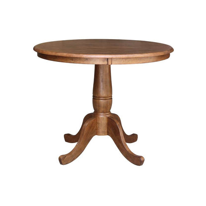 International Concepts - (Set of 5 Pcs)36in Round Top Ped Table with 2 RTA Chairs in Distressed Oak Finish - K42-36RT-C2-4 veiw 4