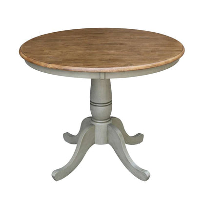 International Concepts - (Set of 5 Pcs)36in Round Top Ped Table with 2 RTA Chairs in Hickory/Stone Finish - K41-36RT-C2-4 veiw 4