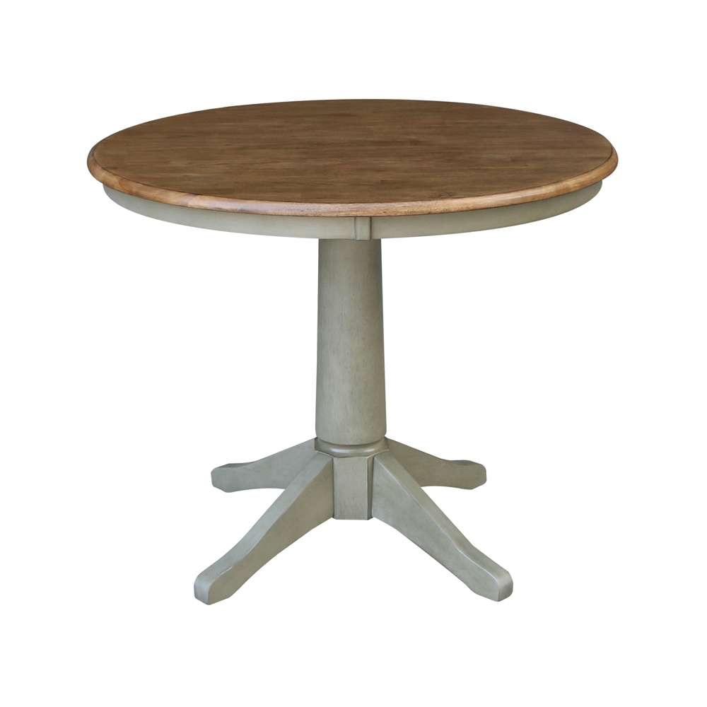 International Concepts - (Set of 5 Pcs)36in Round Top Ped Table with 2 RTA Chairs in Hickory/Stone Finish - K41-36RT-27B-C2-4 veiw 4