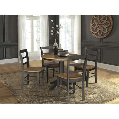 International Concepts - (Set of 5 Pcs)36in Round Top Ped Table with 4 RTA Chairs in Hickory/Washed Coal Finish - K45-36RT-27B-C2-4 veiw 3