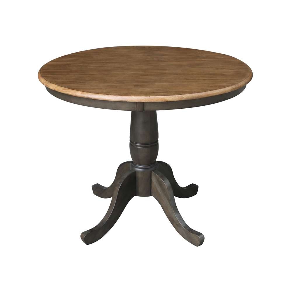 International Concepts - (Set of 5 Pcs)36in Round Top Ped Table with 4 RTA Chairs in Hickory/Washed Coal Finish - K45-36RT-C2-4 veiw 4