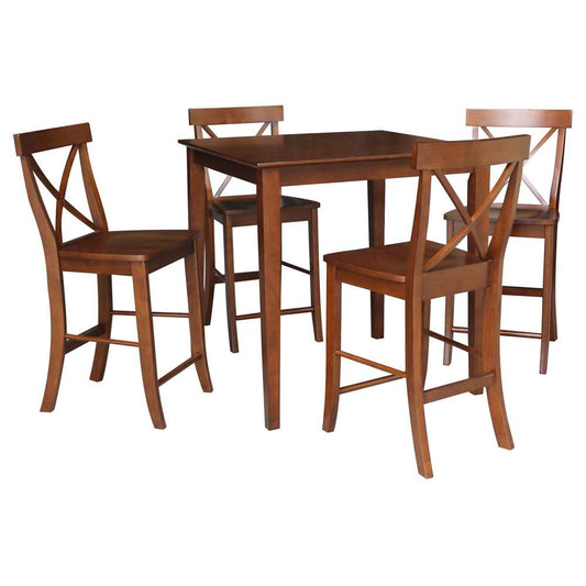International Concepts - (Set of 5 Pcs) 36X36 Counter Height Dining Table with 4 RTA Counter Height Stools, 24inSH in Espresso Finish - K581-3636-S6132-4 veiw 1