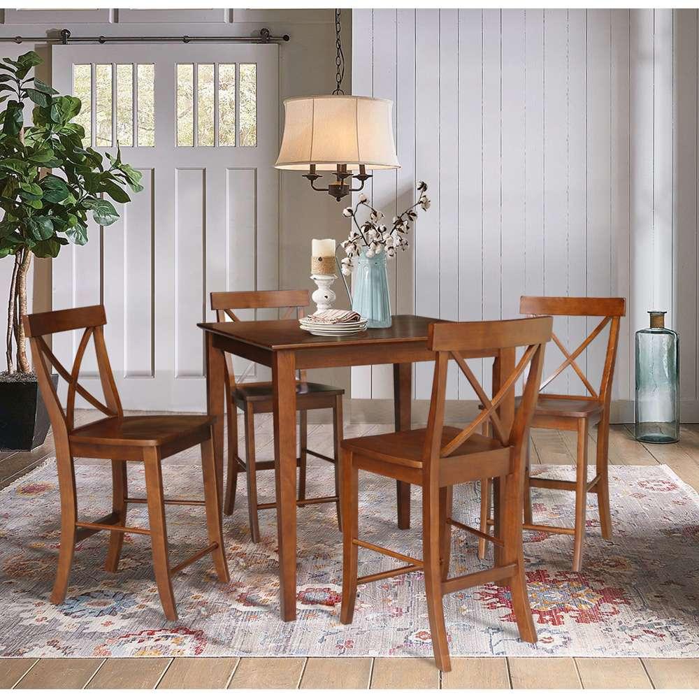 International Concepts - (Set of 5 Pcs) 36X36 Counter Height Dining Table with 4 RTA Counter Height Stools, 24inSH in Espresso Finish - K581-3636-S6132-4 veiw 2