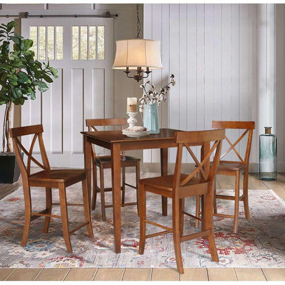 International Concepts - (Set of 5 Pcs) 36X36 Counter Height Dining Table with 4 RTA Counter Height Stools, 24inSH in Espresso Finish - K581-3636-S6132-4 veiw 2