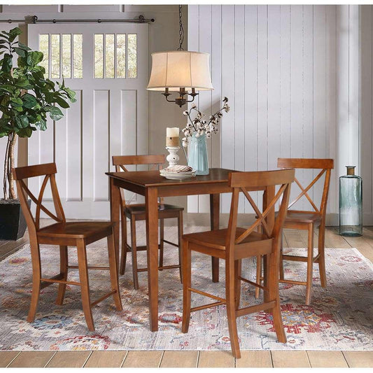 International Concepts - (Set of 5 Pcs) 36X36 Counter Height Dining Table with 4 RTA Counter Height Stools, 24inSH in Espresso Finish - K581-3636-S6132-4 veiw 2