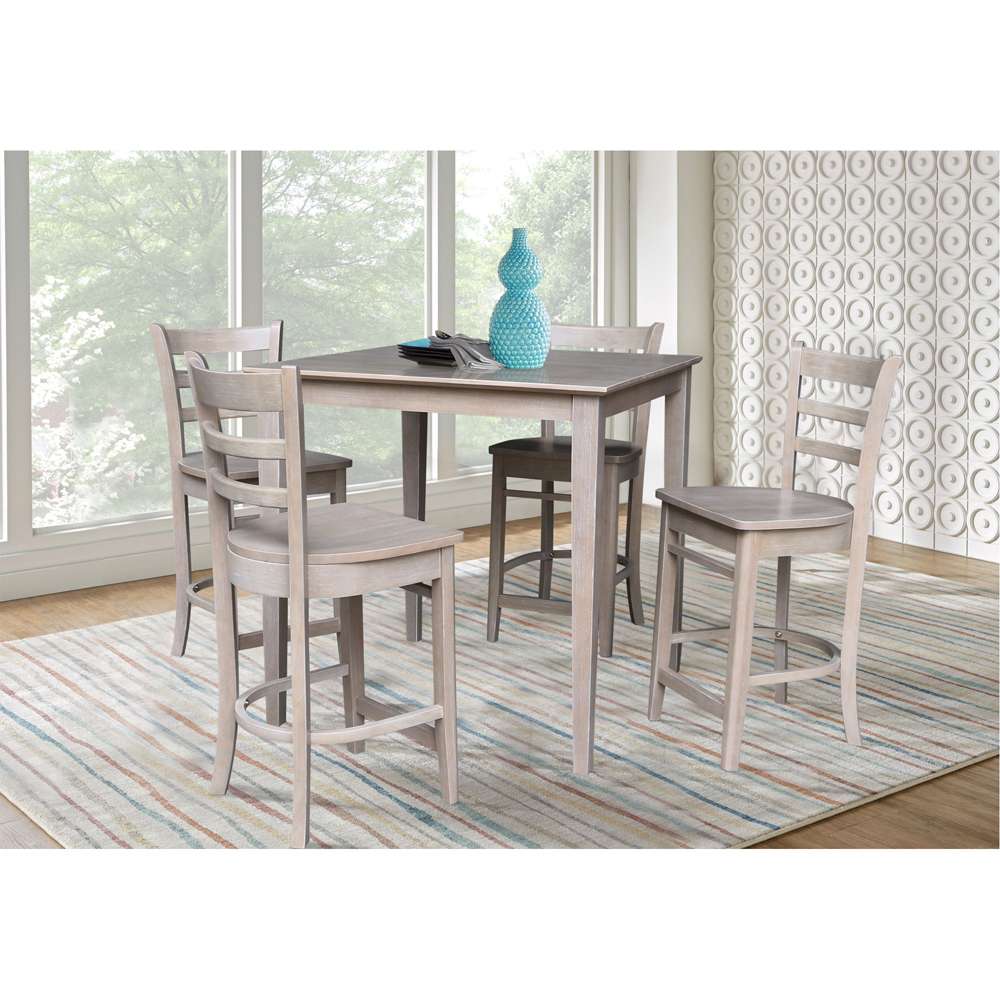 International Concepts - (Set of 5 Pcs) 36X36 Counter Height Dining Table with 4 Stools in Washed Gray Taupe Finish - K09-3636-S6172-4 veiw 2
