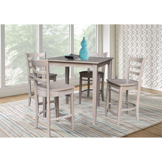 International Concepts - (Set of 5 Pcs) 36X36 Counter Height Dining Table with 4 Stools in Washed Gray Taupe Finish - K09-3636-S6172-4 veiw 2