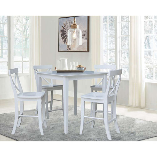 International Concepts - (Set of 5 Pcs) 36X36 Counter Height Dining Table with 4 X-Back Counter Height Stools in White Finish - K08-3636-S6132-4 veiw 2
