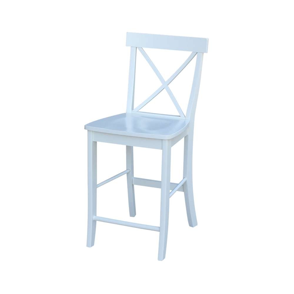 International Concepts - (Set of 5 Pcs) 36X36 Counter Height Dining Table with 4 X-Back Counter Height Stools in White Finish - K08-3636-S6132-4 veiw 3