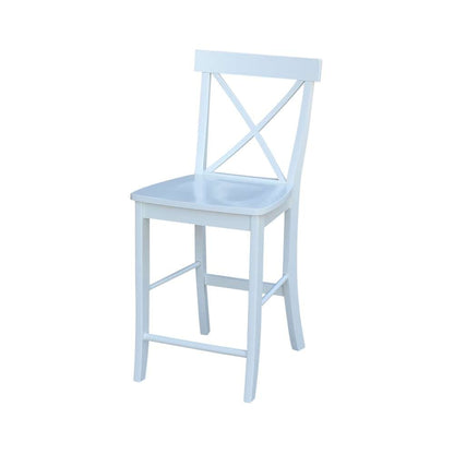 International Concepts - (Set of 5 Pcs) 36X36 Counter Height Dining Table with 4 X-Back Counter Height Stools in White Finish - K08-3636-S6132-4 veiw 3