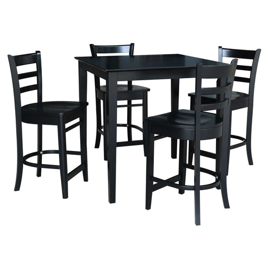 International Concepts - (Set of 5 Pcs) 36X36 Counter Height Table with 4 Counter Height Stools in Black Finish - K46-3636-S6172-4 veiw 1