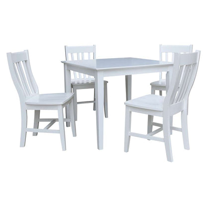 International Concepts - (Set of 5 Pcs) 36X36 Dining Table with 4 C08-61 Chairs in White Finish - K08-3636-C61-4 veiw 1