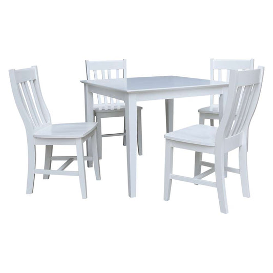 International Concepts - (Set of 5 Pcs) 36X36 Dining Table with 4 C08-61 Chairs in White Finish - K08-3636-C61-4 veiw 1