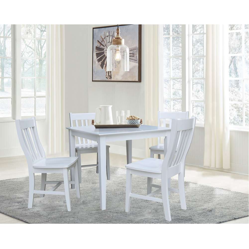 International Concepts - (Set of 5 Pcs) 36X36 Dining Table with 4 C08-61 Chairs in White Finish - K08-3636-C61-4 veiw 3