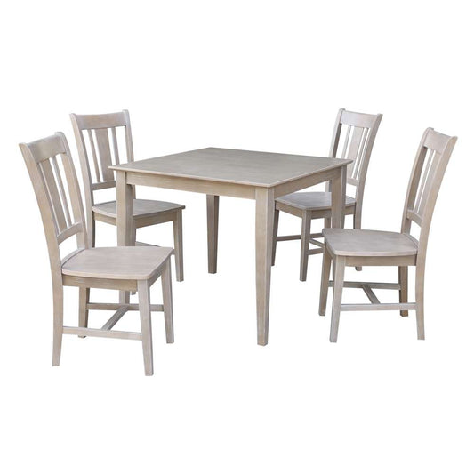 International Concepts - (Set of 5 Pcs) 36X36 Dining Table with 4 San Remo Side Chairs in Washed Gray Taupe Finish - K09-3636-C10-4 veiw 1